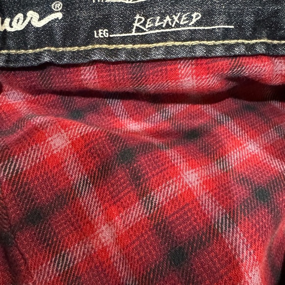 Eddie Bauer Women's Dark Blue Boyfriend relaxed Jeans plaid lined inside size 12 - Picture 8 of 14